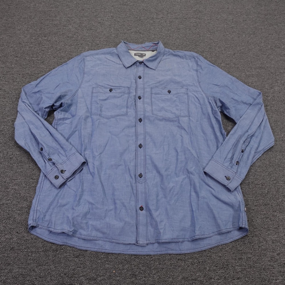 Toad&Co Shirt Mens XL Blue Chambray Long Sleeve Button Up Organic Cotton Casual